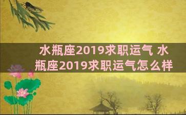 水瓶座2019求职运气 水瓶座2019求职运气怎么样